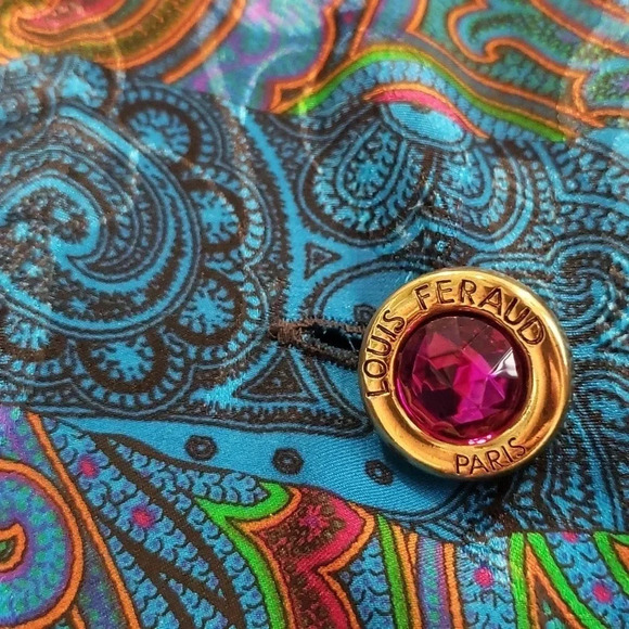 Louis Feraud 100% Silk Vintage Maxi Dress Long Sleeve Colorful Size US 12 - Picture 4 of 17